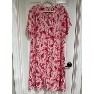 Isaac Mizrahi Live! 3X Regular Printed Pebble Knit Dress Pink NEW